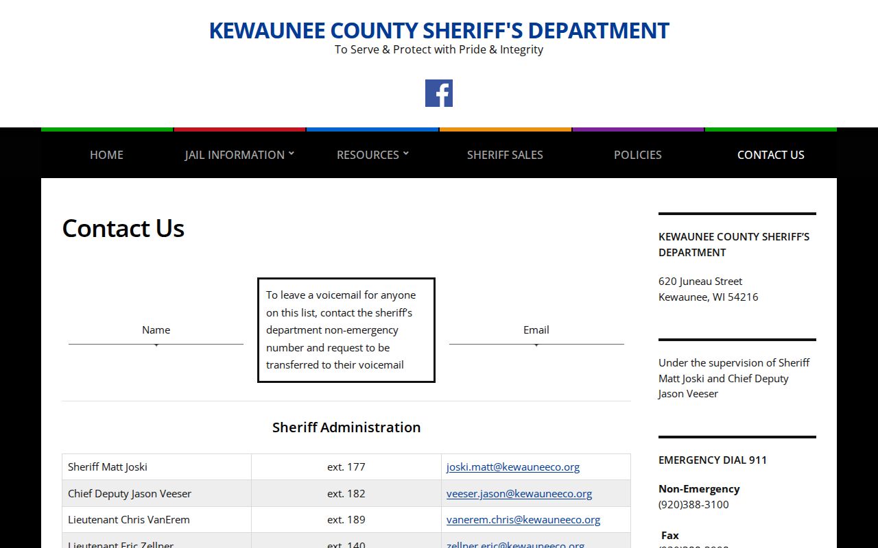 Kewaunee County arrest search sheriff Records and Civil Process contacts