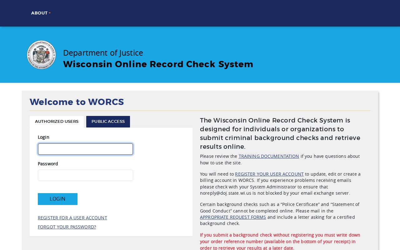 Kewaunee County criminal history search through Wisconsin WORCS